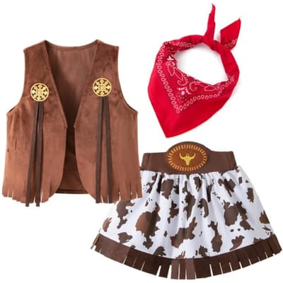 Westers Kostuum voor Meisjes Peuters Halloween Cowgirl Cosplay Evenement Kleding Meisje Carnaval Outfit Kinderen Podium Optreden Kleding Size120(5-6Y) red