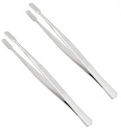 Allecto - Roestvrijstalen pincet - Plat uiteinde - Voor postzegels en knutselen - Zilver - Perfect voor sieraden maken - 2 stuks - Handig voor verz...