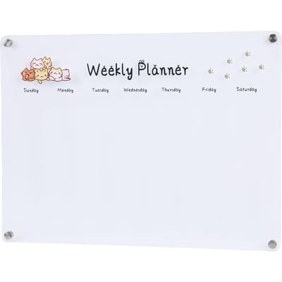 Acryl Wekelijkse Planner Magnetisch Uitwisbaar Transparant Wekelijks Planbord voor Koelkast white