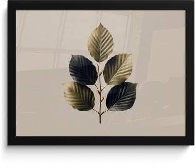 Poster in lijst - Fotolijst 40x30 cm - Posters - Beukenbladeren - Bruin - Groen - neutraal - Posterlijst zwart - Decoratie - Wanddecoratie woonkamer - Muurdecoratie slaapkamer