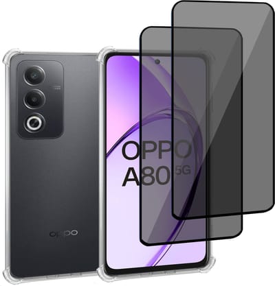 Geschikt voor OPPO A80 - Hoesje + 2x Screenprotector – Gehard Glas Cover + Shock Proof Case - Transparant