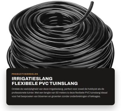 Dailygoods- Irrigatieslang 50 meter - Flexibele PVC Tuinslang - Duurzaam - Slijtvaste Buitenlaag - Geschikt voor Industrieel Gebruik - Verouderingsbestendig