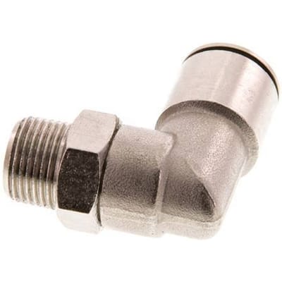 14mm x R3/8'' 90 graden L-verbinding Messing Insteekfitting Buitendraad Draaibaar FKM