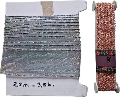 Band/Lint - Set - Zilver + Roze 2,5 meter + 2 meter - Glitter