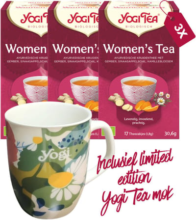 Yogi Tea Women's Tea Bio - 3 pakjes - inclusief limited edition Yogi Tea mok