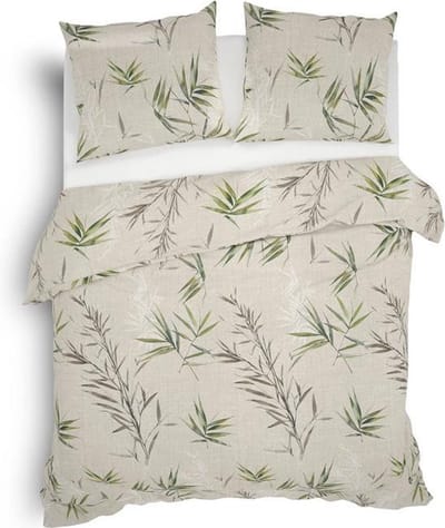 Heckett & Lane Sami Dekbedovertrek - Flanel - Tweepersoons - 200x200/220 cm - Natural Green