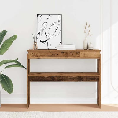 vidaXL - Wandtafel - 102x30x80 - cm - bewerkt - hout - oud - houtkleurig