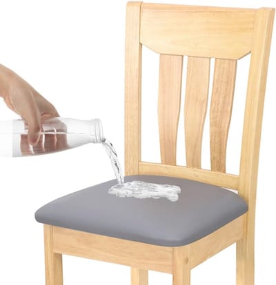 Waterdichte Stoelbekleding voor Eetkamerstoelen - Afneembaar en Wasbaar - Vlekbestendige Stoelkussenhoes (Grijs)