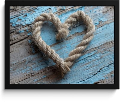 Poster in lijst - Fotolijst 40x30 cm - Posters - Hart - Touw - Hout - Rustiek - Posterlijst zwart - Decoratie - Wanddecoratie woonkamer - Muurdecoratie slaapkamer