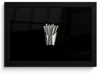 Poster in lijst - Fotolijst 30x20 cm - Posters - Frietjes - Futuristisch - Zilver - Posterlijst zwart - Decoratie - Wanddecoratie woonkamer - Muurdecoratie slaapkamer