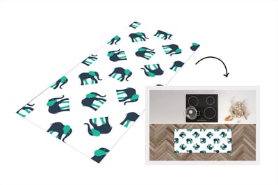 Keukenloper - Loper keuken - Olifant - Patroon - Groen - 120x50 cm - Keukenloper vinyl