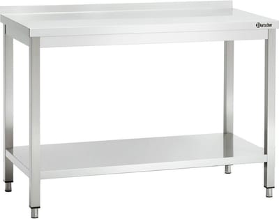 Bartscher RVS Werktafel - Vast Gelast - Met Opstaande Rand & Bodemschap - 1000x600x850mm