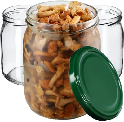KADAX Jam potten 540 ml, inmaakpotten met schroefdeksel, glazen met schroefsluiting, inmaakpotten, voorraadpotten voor het inleggen van komkommers (8 stuks, groen)