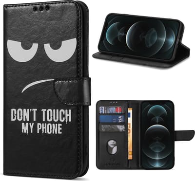 Geschikt Voor iPhone 12 Pro Max Hoesje - Solidenz Bookcase 12 Pro Max - Telefoonhoesje 12 Pro Max - 12 Pro Max Case Met Pasjeshouder - Cover Hoes - Don't Touch Me