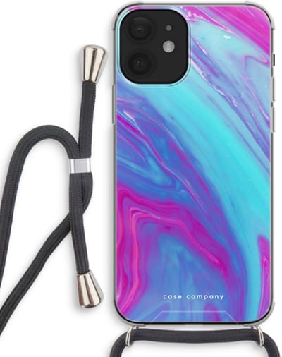 Case Company® - Hoesje met koord geschikt voor iPhone 12 mini hoesje met Koord - Zweverige regenboog - Telefoonhoesje met Zwart Koord - Bescherming aan alle Kanten en Over de Schermrand