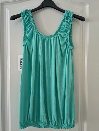 Dames ballontop Julliet-effen aqua groen-mouwloos-Maat XL/XXL-top