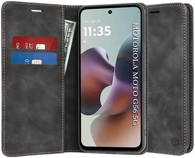 Hoesje geschikt voor Motorola Moto G56 - Techsuit Confy Book Wallet Case - Zwart