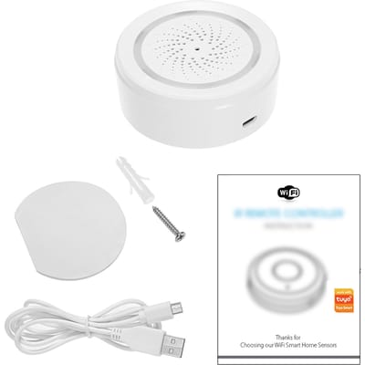Capteur d'alarme sirène Wifi Alarme intelligente Sirène Système de sécurité domestique Application Tuya Smart Life Compatible avec Alexa Home Voix blanc