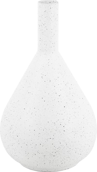 HomeBound by KY | Metalen ornament vaas white dots | 5x23x33cm | bloemenvaas metaal