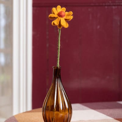 Wolvilt Herfst Margrietje - Okergeel&Groen - Fairtrade Homedeco - 38x8cm