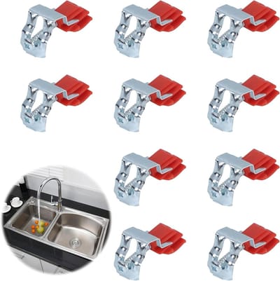 Verstelbare RVS Onderbouw Spoelbak Klemmen voor Keuken en Badkamer, 10 Stuks, 50 x 25 x 18 mm, Ideaal voor Montage en Bevestiging