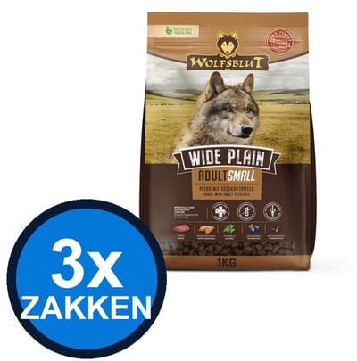 3x Wolfsblut - Adult Wide Plain Small Breed - Hondenvoer Droogvoer - 1 kg
