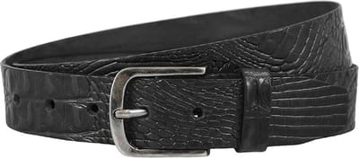Landley Leren Unisex Kroko Riem - Dames en Heren - Krokoprint Jeansriem - Luxe Volnerf Leer - Zwart - Lengte totaal 100 cm / Riemmaat 85