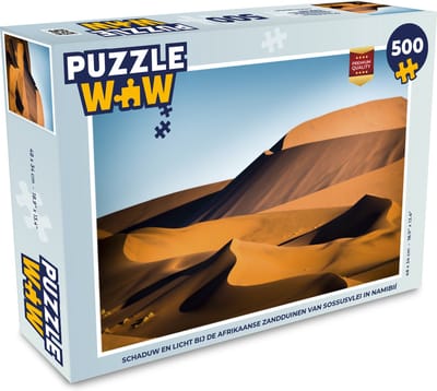 Puzzel Schaduw en licht bij de Afrikaanse zandduinen van Sossusvlei in Namibië - Legpuzzel - Puzzel 500 stukjes