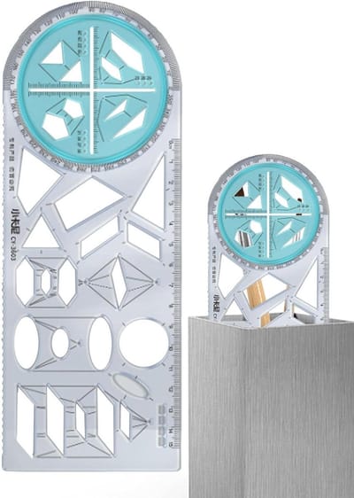 Tekenhulp Liniaal - Geometrisch Sjabloon - Nauwkeurig Tekenen - Veelzijdige Patronen - 24 x 9.5 cm - Transparant