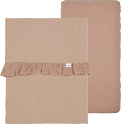 Koeka wieglaken en hoeslaken set ruffle Faro caffe One Size