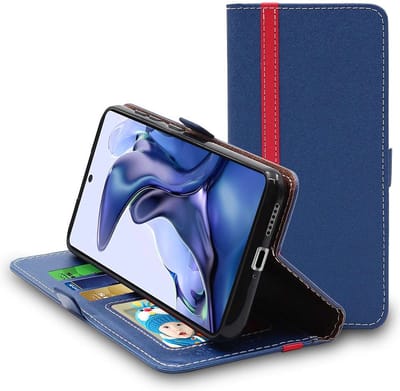ebestStar - Hoes geschikt voor Xiaomi 11T, 11T Pro, Wallet Etui, Book case hoesje, Donkerblauw, Rood