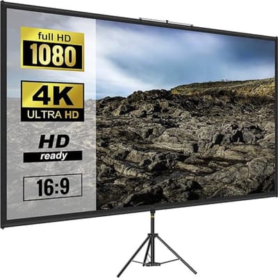 SNJY® Projectiescherm - Projectiescherm met Statief - Projectieschermen - 110 Inch/279 cm - 16:9 4K HD - Zwart/Wit