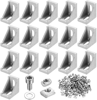 Aluminium Profielen Set - 16 Stuks - 20 x 20 Hoekverbinding, Groef en Montagemateriaal