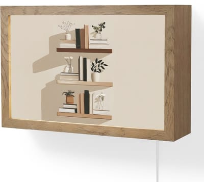 Wandlamp 30x20 cm - Oplaadbaar - Plankjes - Boeken - Vaasjes - Planten - Wandlampen binnen woonkamer - Slaapkamer lamp met kabel - Decoratieve nachtlamp - Vloerlamp snoer