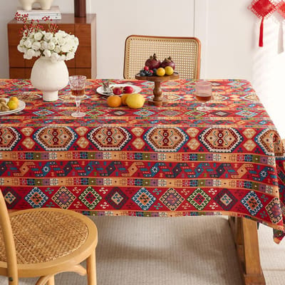 Bohemian Stijl Tafelkleed Jacquard Rood Kerst Tafelkleed Dik Eettafelkleed voor Keuken en Eetkamer Decoratie 60x60cm brown