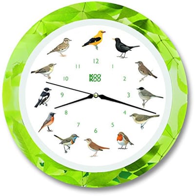 Zangvogel kwartsuurwerk met 12 inheemse vogelgeluiden