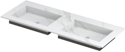 INK Post Wastafel Keramische Slab Envelop Bak Dubbel Zonder Kraangaten - 1200x450x10 mm - Calacatta Mat
