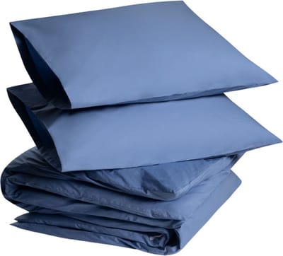 Yumeko dekbedovertrek percal katoen sereen blauw 200x220 + 2/60x70 - Bio, eco & fairtrade