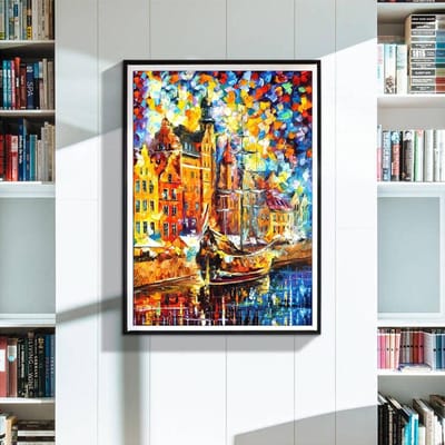 Diamant schilderij schilderachtige volledige ronde diamant borduurwerk verkoop landschap rivier diamant mozaïek kunst 20X30CM orange