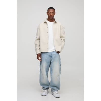 Oversized Melton Overshirt | Ecru | Size XS