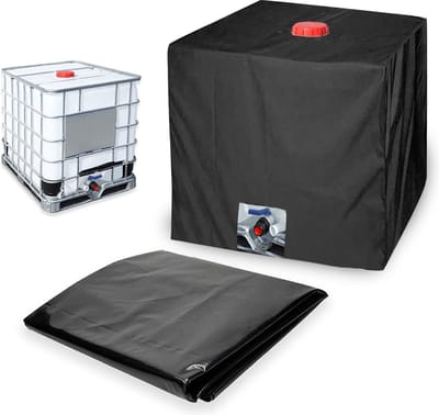 tankafdekking, watertank, afdekzeil, 120 x 100 x 116 cm, waterdicht afdekzeil, beschermhoes voor IBC-tank, tank, regenwatertank, zwart
