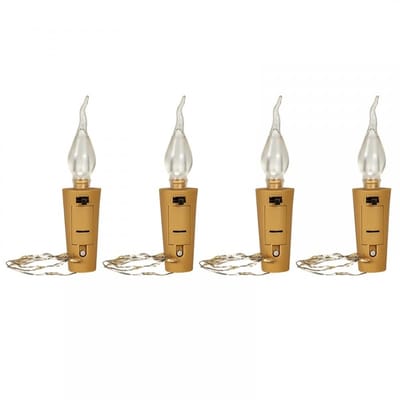 Dailygoods- Wijnflesstopper 4 Stuks - LED Lamp - Koperdraad Verlichting - Decoratie voor Bruiloft/Kerstfeest - Waterdicht - Warm Licht - Decoratieve Lamp