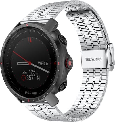 Strap-it Luxe stalen RVS bandje - geschikt voor Polar Grit X / Grit X Pro / Vantage M / M2 / M3 / V3 - zilver