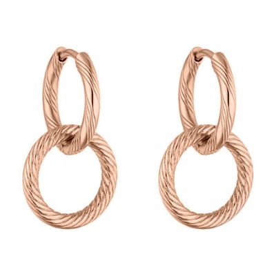 Victorious Dames Oorbellen Roségoud – Dubbele Ring met Lijnen – 2CM