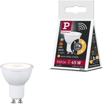 Standaard 230 V LED-reflector GU10 Schemergestuurde bewegingsmelder (HF) 550lm 7W 2700K Wit mat