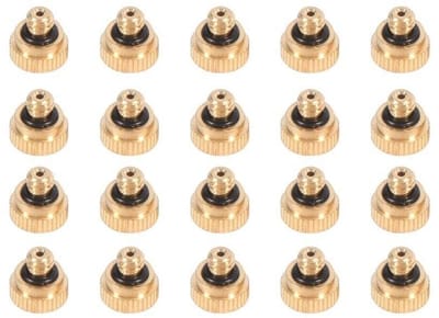 Dailygoods- Misting Nozzles 20 stuks - Lekvrije Messing/roestvrij staal - Verstelbare opening 0,2mm/0,6mm - Voor koelsysteem - Geschikt voor buitengebruik - Inclusief zelfafdichtende o-ring - Nevelsproeier