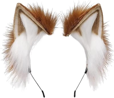 Handgemaakte Furry Fox Kat Oren Haarband voor Therian Cosplay en Halloween Kostuum voor Vrouwen - Bruin-Wit, Dierenoren, Anime Accessoires