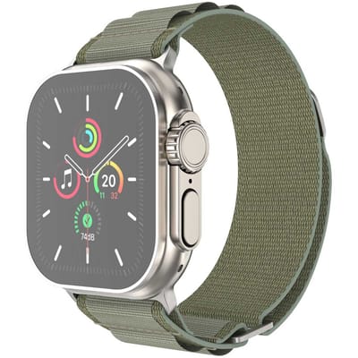 Nylon bandje - Geschikt voor Apple Watch 1, 12, 2, 3, 4, 5, 6, 7, 8, 9, 10, 11 (42 mm), SE - 38/40/41 mm - Olijfgroen