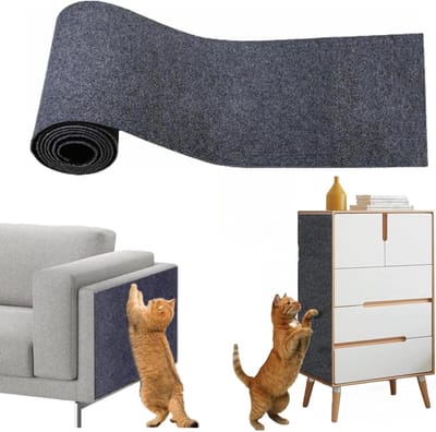 Famanu – Zelfklevend krabtapijt voor katten – Krasbescherming voor bank en muur – Herbruikbaar – Grijs