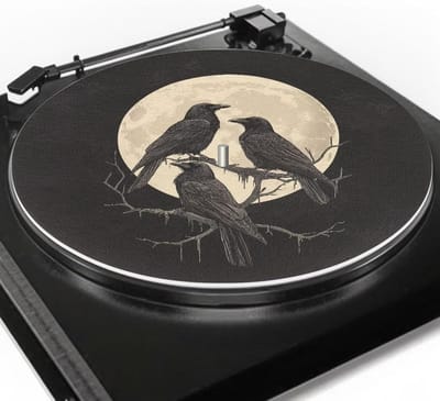 Draaitafel Platenmat - Vilten Slipmat - Vinyl Geluid Verbeteren - Antistatisch Anti-slip - 29.5 cm Diameter - Maan Kraai